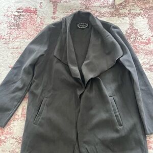 Gray Oversized Trench Coat with Wide Lapel